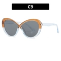 Fashionable C9 oval cross frame sunglasses in orange glitter and transparent light blue - Orange & Blue / Grey Lens