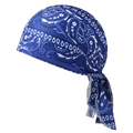 Navy blue paisley durag with breathable fabric and long straps for outdoor fitness - L (58-60cm) / Breathable Royal Blue