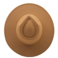 Classic camel wool wide brim fedora hat with teardrop crown and reinforced stitching - M (56-58cm) / Camel