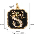 Detailed size specifications for a gold dragon pendant with black enamel and zircons - L615774-Black