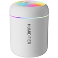 Humidificador de escritorio blanco con anillo LED arcoíris y cuerpo cilíndrico liso - Nuevo Estilo / Blanco