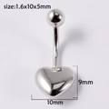 Diagramma tecnico dettagliato del piercing ombelico a cuore in acciaio 14G con misure - Piercing all'Ombelico Color Acciaio (1 pz)