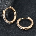 Classic gold stainless steel hoop earrings with sparkling cubic zirconia on a dark background - Rose Gold 3.0*8mm Single Piece