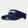 Detail of Colorado embroidery on navy blue cotton sun visor with curved brim - Adjustable / Navy Blue