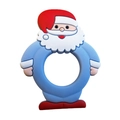 Funny Santa Claus silicone baby pacifier with red and blue festive design elements - Santa Teether / Pink