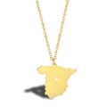 Minimalist Spanish map necklace in gold finish with a heart cutout detail on fine chain - Spain - Gold