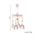 Wooden baby crib mobile with rainbow macrame tassels and detailed product dimensions - Pink Rainbow Ball Mobile