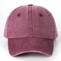 Classic washed cotton baseball cap in deep wine red finish with reinforced visor - One Size / Burgundy