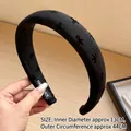 Padded black sponge headband with embroidered bow design and internal handmade label - Bow Texture Style / Black