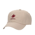 Beige baseball cap with red maple leaf and letter embroidery in street style - Khaki