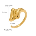 Détails de la bague torsadée en acier inoxydable plaqué or 18K avec mesures de précision - Torsadé Alterné / Or