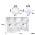 Set de 6 bolas de Navidad de 8cm con tul rosa y copos de aurora de colores variados - 8CM Malla Rosa / 6 Pzas