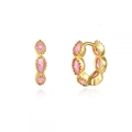 S925 silver gold-plated hoop earrings featuring marquise-cut pink gemstones - Pink Zirconia (Gold Plated)