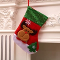 Christmas stocking gift bag with brown reindeer motif and green tree on white fireplace - Medium Reindeer Style