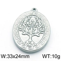 Silver tree of life oval pendant with fretwork border, size 33x24mm and weight 10g - Silver Oval Tree of Life Style (KLJ5808-Z)