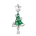 Detailansicht des grün emaillierten Weihnachtsbaum-Anhängers mit funkelnden Zirkonia-Steinen - 925er Silber / Anhänger Ohne Kette (ODPNC0085)