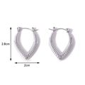 Silver teardrop earrings in titanium steel with ribbed texture, 2.8cm high - Silver Striped Teardrop / 2.8cmx2.0cm