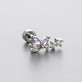 Silver butterfly cartilage stud with purple marquise zircon and screw back closure - Purple Zirconia Butterfly Wing Style (A76-4# Single)