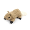Corduroy plush beaver dog chew toy in khaki and white for pet dental health and comfort - Squirrel (B16211) / Brown