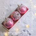 Pink Christmas ball ornaments with white beads and silver sequins in 24cm gift box - Christmas Ball - Bright Pink