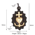 Two-tone cross heart and anchor pendant in gold and black with radial sunburst pattern - Purplish Red M142676-Gold Black Anchor