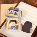Cartoon Lu Xun Kühlschrankmagnet mit blauem Design und inspirierendem Text-Motiv - Kühlschrankmagnet [Erfolg]