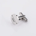 Detailed view of a 15mm round silver polished cufflinks with T-bar design for men - 15mm / Silver