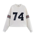 Weißes Damen-Sweatshirt mit Brooklyn 74-Druck und gestreiften Ärmelbündchen - S / Tops