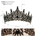 Detailansicht der Strass-Tiara mit Maßen, 13,5 cm Durchmesser und 8 cm Höhe Spezifikationen - J3151 Schwarz Bronze