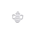 Polished stainless steel bee charm pendant with heart-shaped wings for jewelry making - Bee / Silver