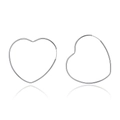 Elegant S925 sterling silver heart-shaped hoop earrings with a sleek polished finish - Silver Heart 50mm Large Hoop (定-APE62-P-50MM)