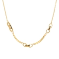 Elegant gold-plated stainless steel chain necklace with black enamel oval links - Gold Black