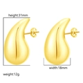 Waterdrop-shaped hollow earrings in 18K gold plating with 31mm height and 18mm width - 31MM Hollow Waterdrop (MS-197) / Gold