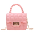 Pink quilted jelly bag with gold hardware and chain strap for women summer fashion - Pink