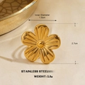 Goldene Blumen-Edelstahlring mit 1,8cm Durchmesser und 2,7cm Breite Abmessungen - Polierter Fünfblättriges Blumen-Stil (1881)