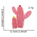 Detail of pink cactus embroidery patch with floral accents, size 6.8x6.1cm for party decor - Cactus Style (13#)
