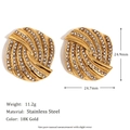 Geometric Cross Feather Pave Zircon Studs Gold