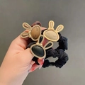 Three-pack bunny hair scrunchies in black, beige, and brown with cute rabbit charms - Mixed Colors Rabbit Scrunchies 3Pcs Set