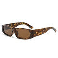 Gafas de sol cuadradas retro de carey con lentes marrones y patillas anchas - Montura de Leopardo / Lentes Té