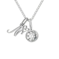 Collier DIY en acier inoxydable argenté avec pendentif lettre M et pierre ronde - Lettre N / Argent