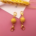 Golden magnetic jewelry clasp with textured sphere and dual lobster claw connectors - Gold Smooth Ball Magnetic Clasp / 10x42mm