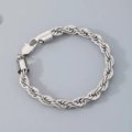 Bracelet torsadé en acier inoxydable argenté poli avec un fermoir mousqueton sûr - Bracelet 20cm / 7mm / Acier