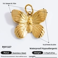 Golden butterfly pendant in stainless steel, waterproof and hypoallergenic DIY accessory - Gold Butterfly Shape Pendant (PJ91327)