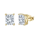 Eleganti orecchini a lobo in argento 925 placcato oro con zirconi quadrati - 1 ct / Oro (5x7mm)