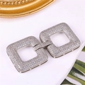 Silver square-shaped connector clasp with sparkling zircon stones for jewelry making - Style-41 (Silver Square Double Loop)