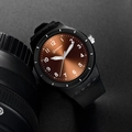 Waterproof quartz sport watch with brown gradient dial and black strap for men - Black Coffee
