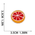 Detailed size view of fruit embroidery patch with orange and red fabric texture - Round Fruit Cross-section (W25SG-045-04)