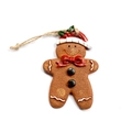 Ornamento natalizio a forma di omino di pan di zenzero con cappello rosso e corda di iuta - Omino di pan di zenzero con bacche
