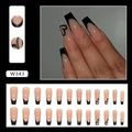 Elegant black French tip press-on nails featuring a minimalist heart design on nude base - Sweet Cool French (W343)
