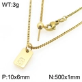 Gold stainless steel box chain necklace with rectangle letter S pendant for women - Gold Letter S Style (KN293711-Z)